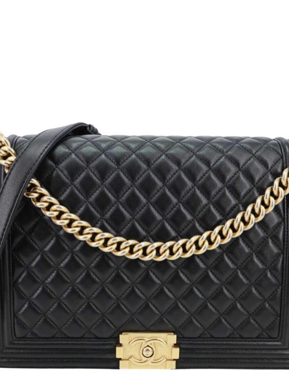 Chanel  Boy Flap Large Quilted Leather Crossbody Bag Black